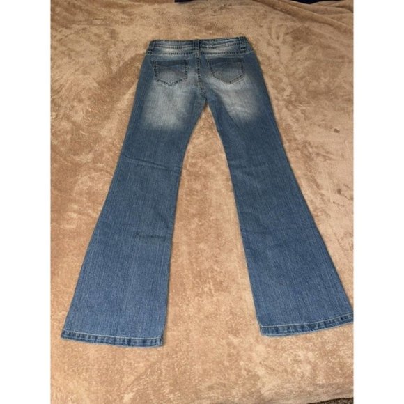 NOBO Womens Juniors Flare Jeans Size 5 Stretch Med Wash Low Rise No Boundaries - Picture 6 of 7